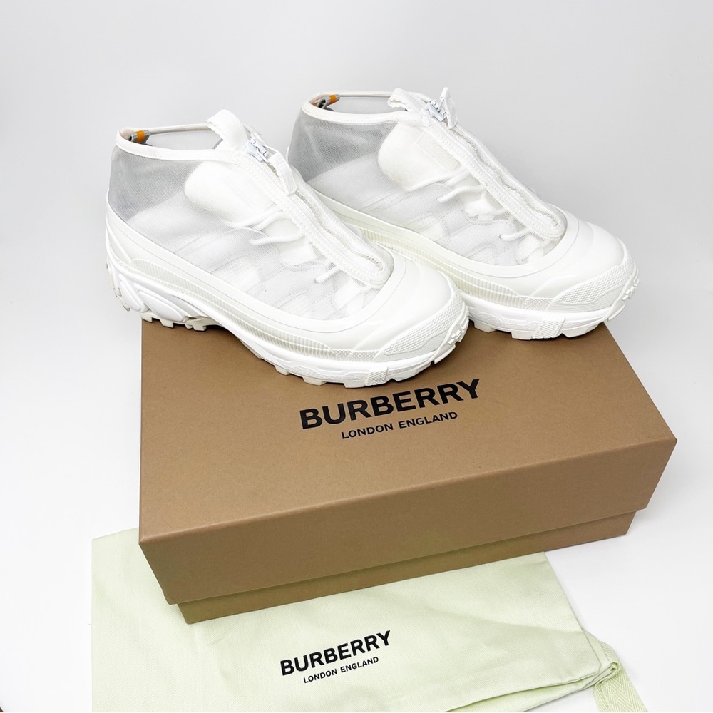 Burberry Arthur White Mesh Low Top Sneakers Chunky Shoes Made In Italy Size 37 - Picture 14 of 15